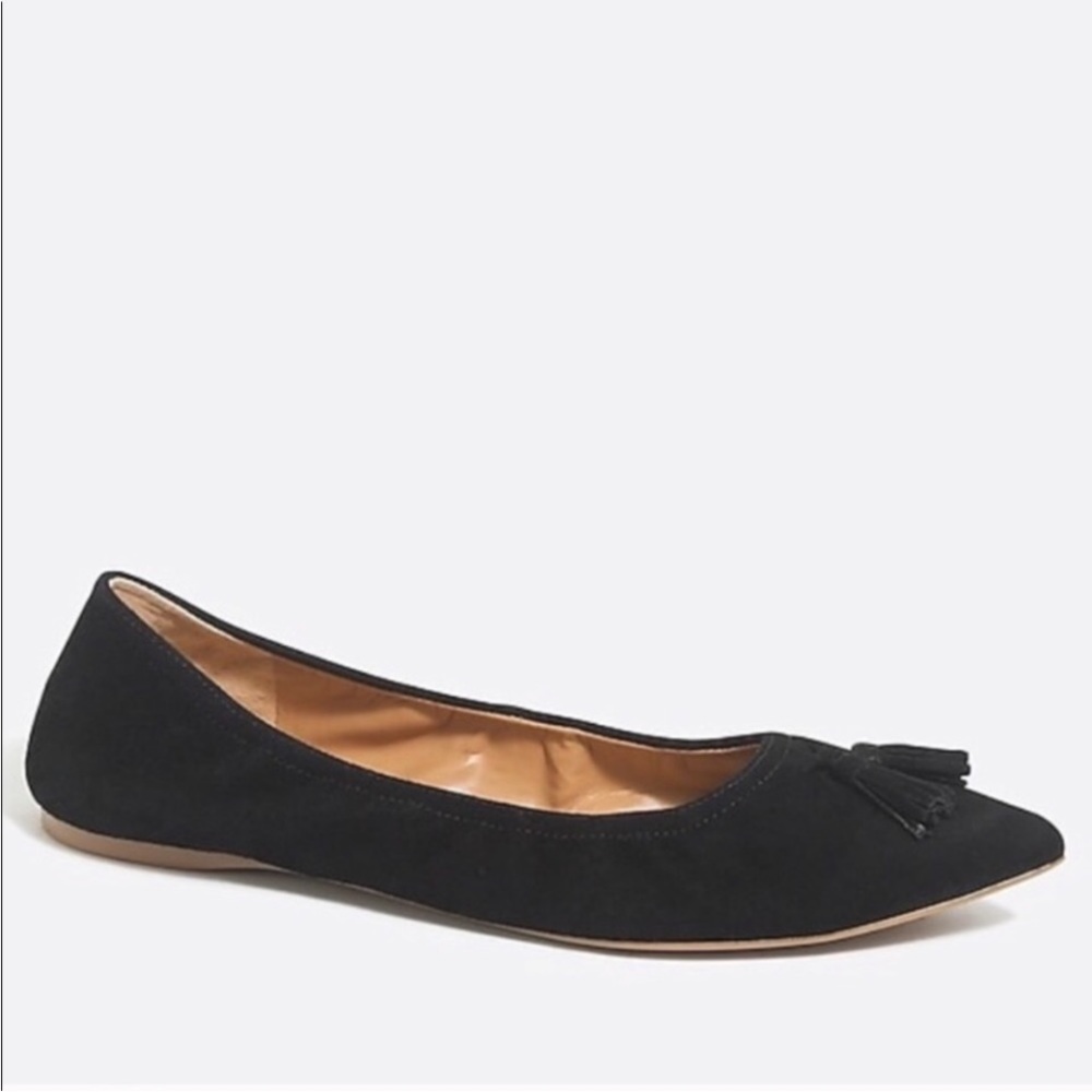 J. Crew Black Flats with Tassel